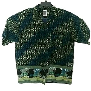 Ocean Current XXL Blue Green Hawaiian Shirt